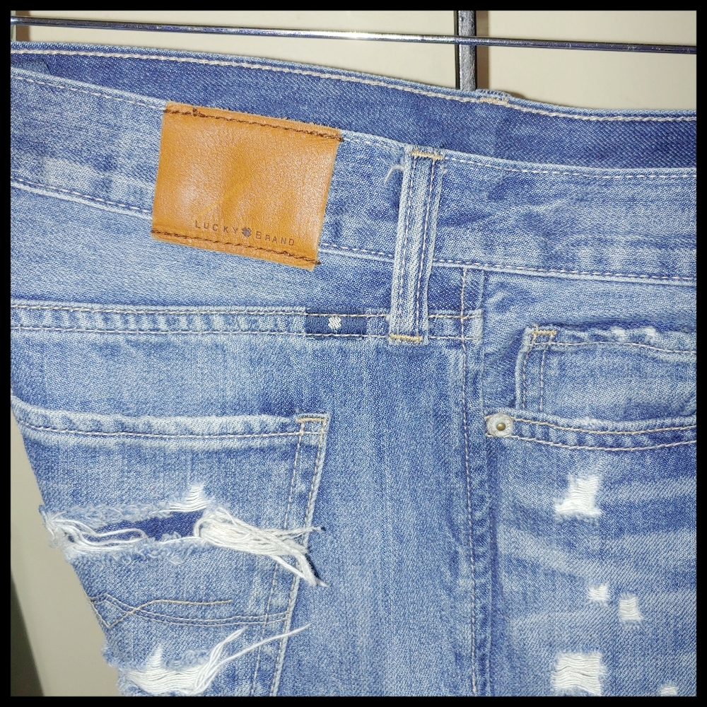 Lucky Brand Torn Distressed Blue Jeans 00/24 Sienna Slim Boyfriend - Picture 3 of 10